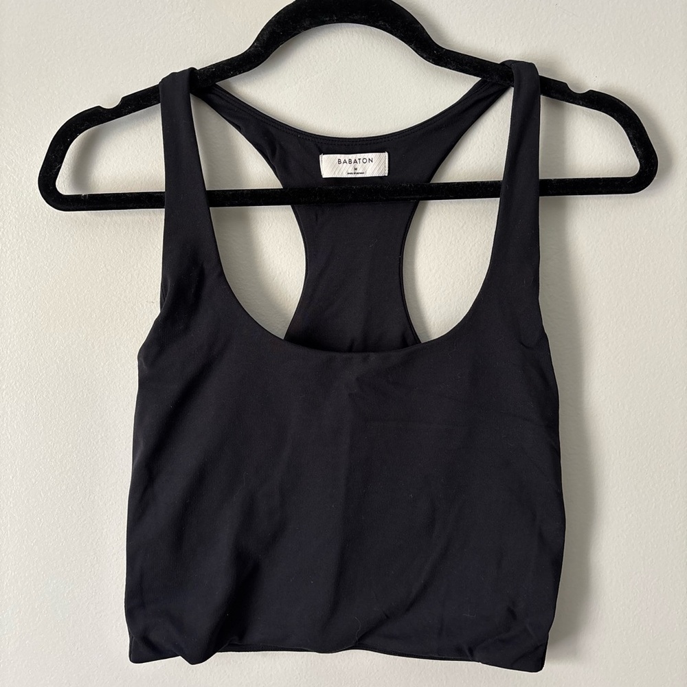 Babaton aritzia black cropped Racerback Tank medium